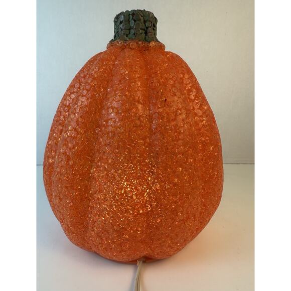Vintage Melted Plastic Popcorn Light-Up Pumpkin Halloween Jack-o-lantern 1990's - Picture 3 of 6